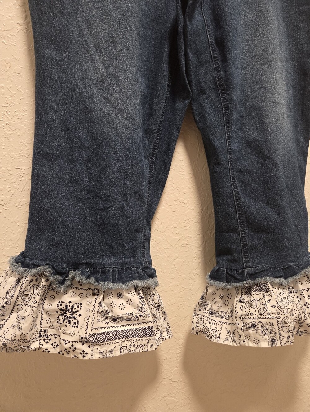 Cato Dark Wash Denim Capri Jeans with Ruffle Hem - Picture 3 of 4